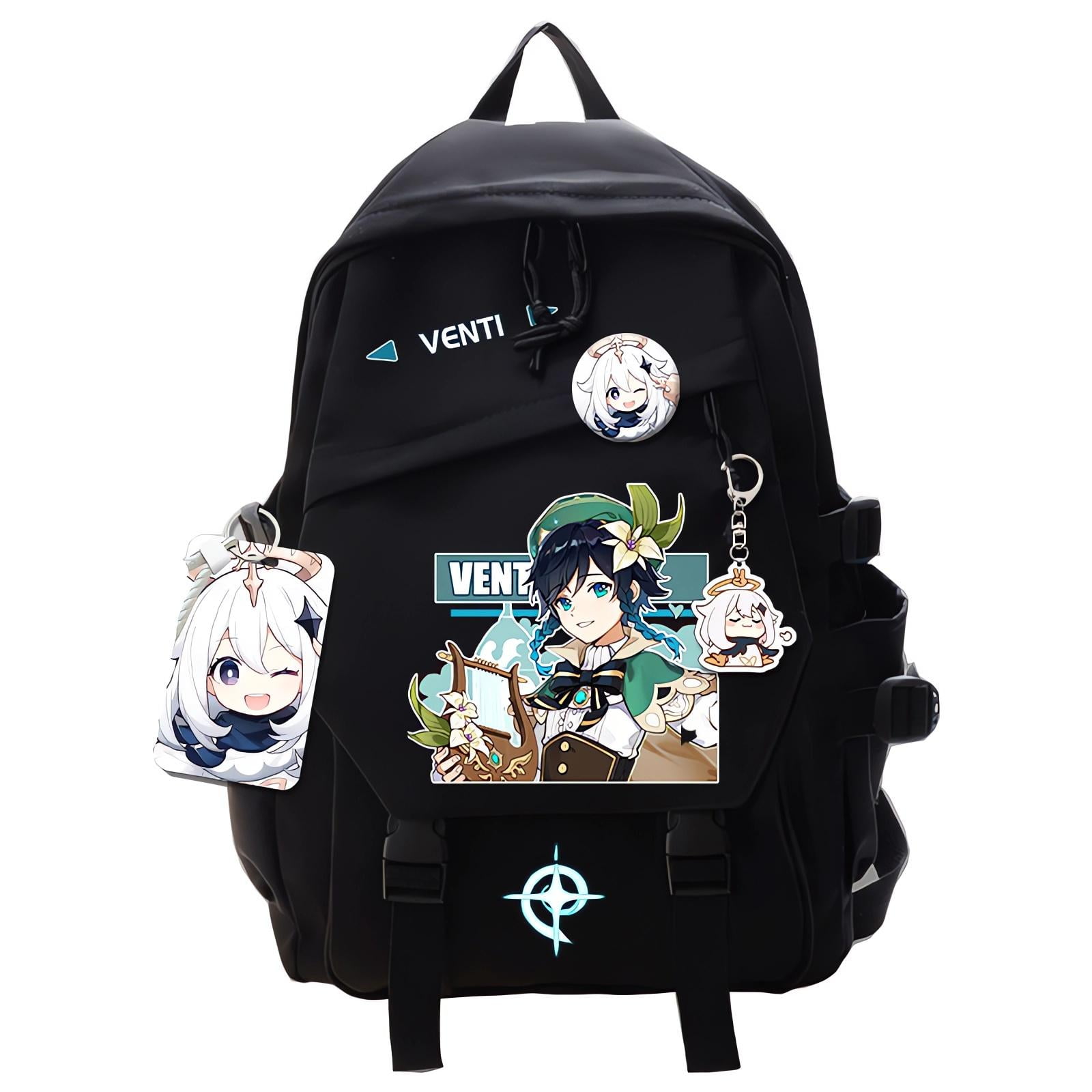 Dalicoter Genshin Impact Backpack Hutao Anime Laptop Bookbag Student Backpack 3D Print School Bags Travel Backpack With Gift Black